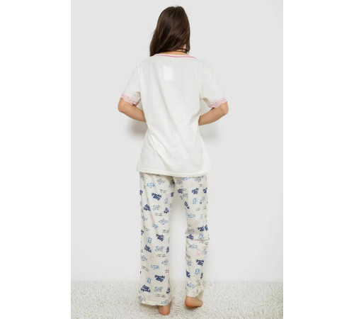 Женская пижама с принтом, цвет молочный, 243R903059.