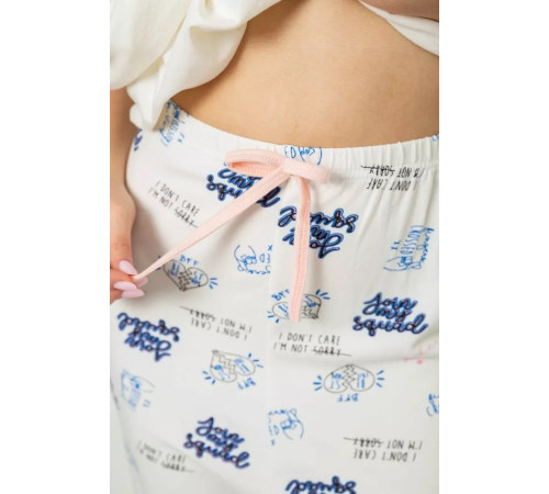 Женская пижама с принтом, цвет молочный, 243R903059.