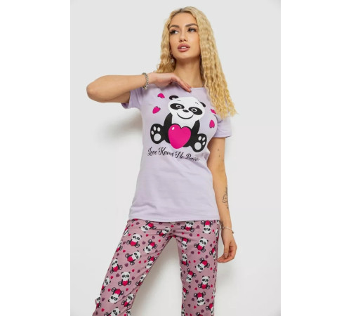 Піжама жіноча з принтом, колір бузковий, 243R15866