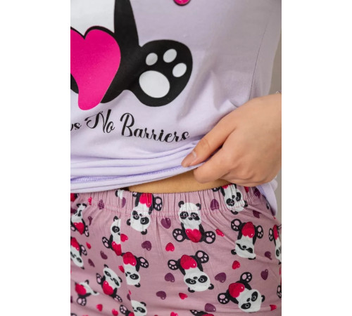 Піжама жіноча з принтом, колір бузковий, 243R15866