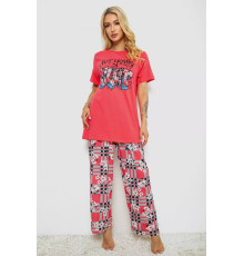 Піжама жіноча з принтом, колір рожевий, 243R10369