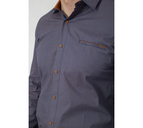 Рубашка мужская с принтом, цвет синий, 214R7044