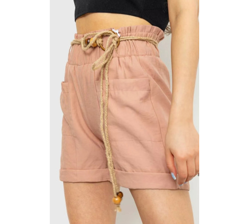 Шорты женские с поясом, цвет пудровый, 214R1704.
