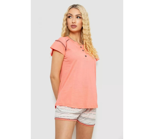 Піжама жіноча з принтом, колір персиковий, 243R0004-P5