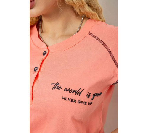 Піжама жіноча з принтом, колір персиковий, 243R0004-P5