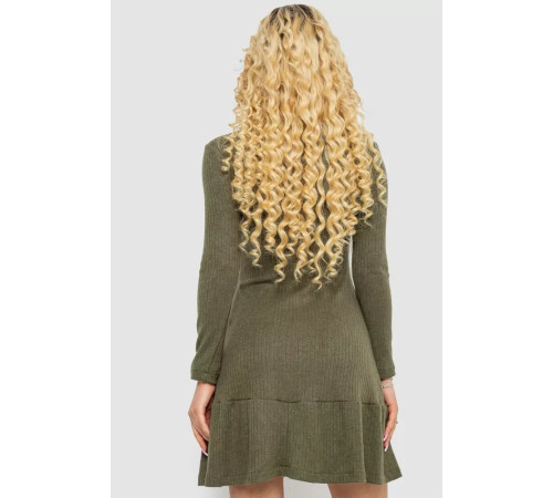 Платье трикотажное с оборкой, цвет хаки, 230R0112