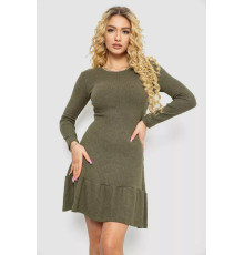 Платье трикотажное с оборкой, цвет хаки, 230R0112