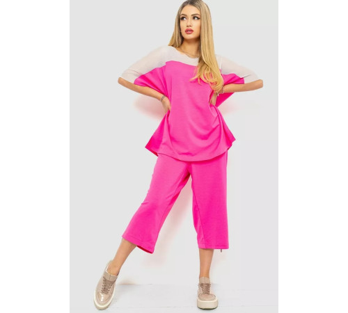 Костюм женский повседневный батал, цвет розовый, 102R5237.