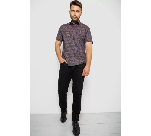 Рубашка мужская с принтом, цвет темно-синий, 214R7331.