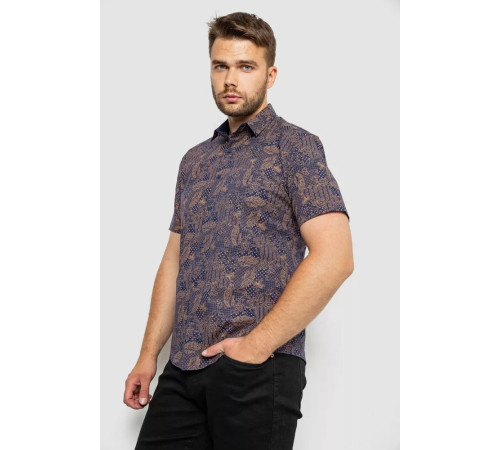 Рубашка мужская с принтом, цвет темно-синий, 214R7331.