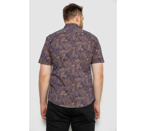 Рубашка мужская с принтом, цвет темно-синий, 214R7331.