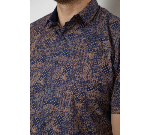 Рубашка мужская с принтом, цвет темно-синий, 214R7331.