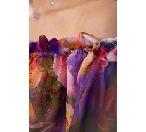 Мини-платье с цветочным принтом, темно-синего цвета, 167R306-10.