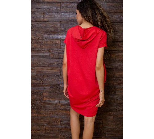 Летнее платье-туника, красного цвета с принтом, 167R1-8