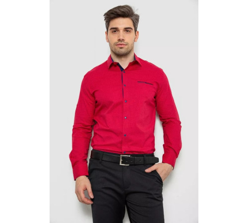 Рубашка мужская с принтом, цвет красный, 214R7094-1.