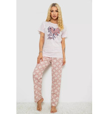 Женская пижама с принтом, цвет пудровый, 243R3696