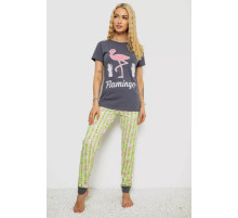 Піжама жіноча з принтом, колір сіро-зелений, 243R15897