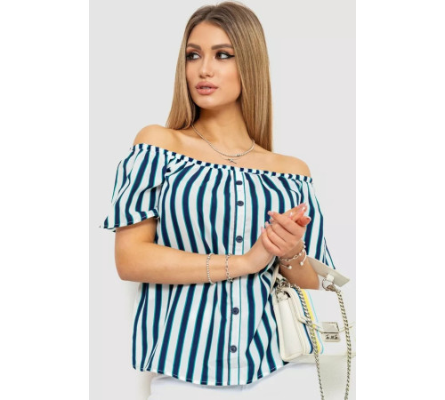 Блуза в полоску, цвет серо-синий, 244R088-1.