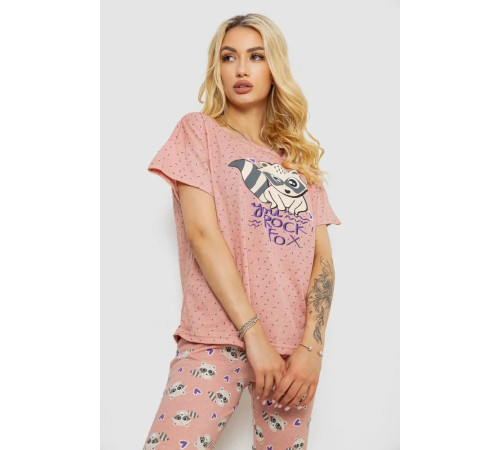 Пижама женская с принтом, цвет персиковый, 243R15420.