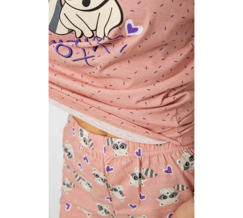Пижама женская с принтом, цвет персиковый, 243R15420.