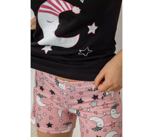 Піжама жіноча з принтом, колір чорний, 243R24514