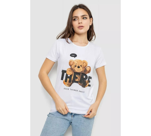 Футболка жіноча з принтом, колір білий, 244R509