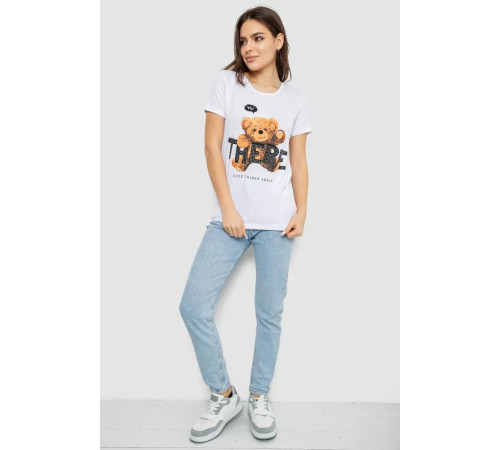 Футболка жіноча з принтом, колір білий, 244R509