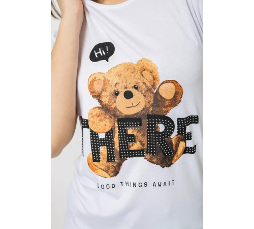 Футболка жіноча з принтом, колір білий, 244R509