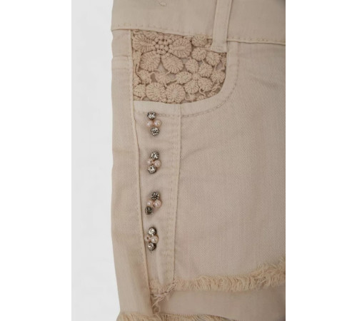 Джинсовые шорты для девочки, цвет светло-бежевый, 247R10036