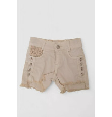 Шорти джинсові для дівчинки, колір світло-бежевий, 247R10036