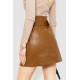 Спідниця з екошкіри з поясом, колір коричневий, 186R6612
