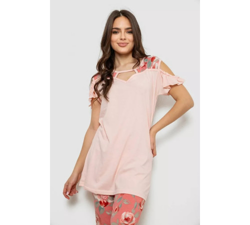 Женская пижама с принтом, цвет персиковый, 243R1602-003.