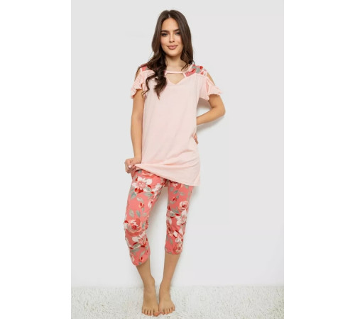 Женская пижама с принтом, цвет персиковый, 243R1602-003.
