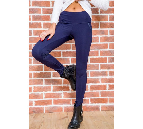 Лосини зі вставками із шкірзаму, темно-синього кольору, 172R5514