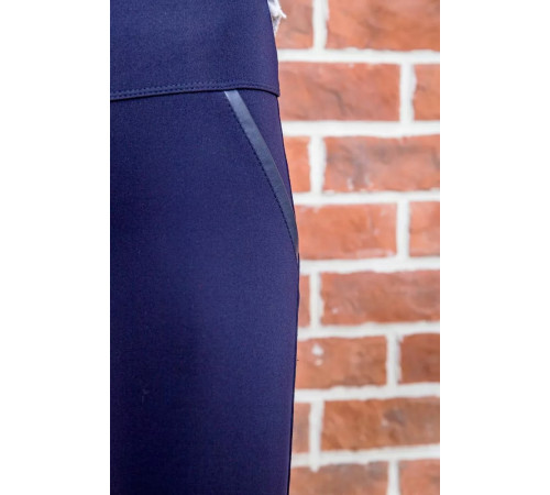 Лосини зі вставками із шкірзаму, темно-синього кольору, 172R5514