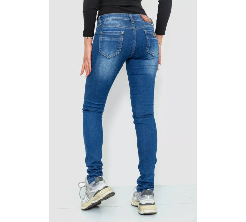 Джинсы женские с потертостями, цвет синий, 244RA603