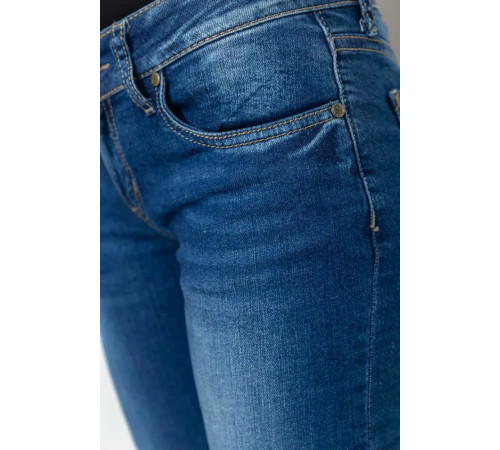 Джинсы женские с потертостями, цвет синий, 244RA603