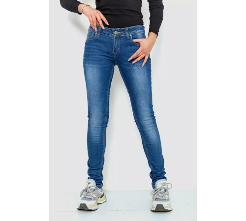 Джинсы женские с потертостями, цвет синий, 244RA603