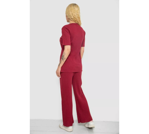 Костюм женский в рубчик повседневный, цвет бордовый, 238R57416.