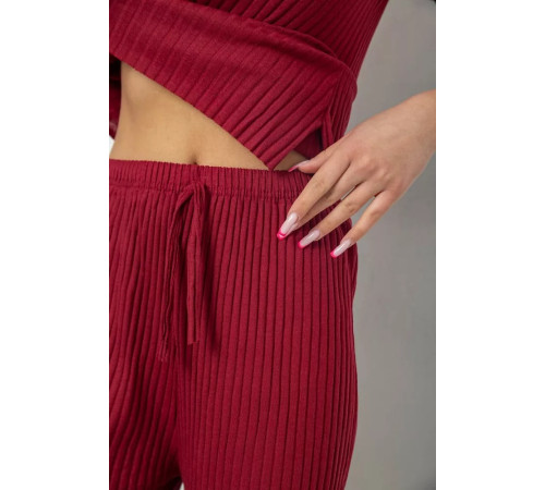 Костюм женский в рубчик повседневный, цвет бордовый, 238R57416.