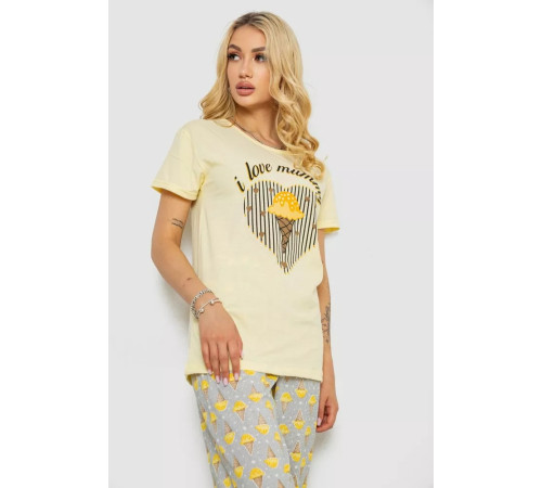 Жіноча піжама з принтом, колір жовтий, 243R6001