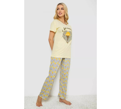 Жіноча піжама з принтом, колір жовтий, 243R6001