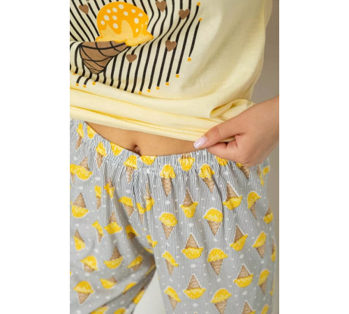 Жіноча піжама з принтом, колір жовтий, 243R6001