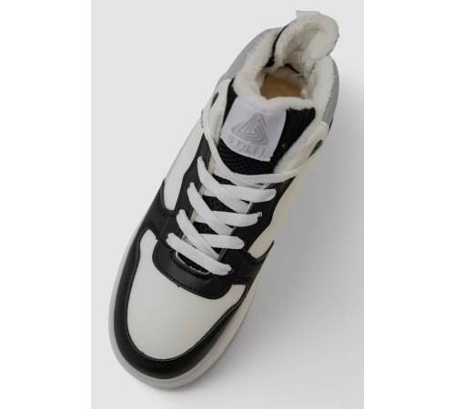 Кроссовки женские зимние на меху, цвет черно-белый, 248RAM09-86