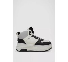 Кроссовки женские зимние на меху, цвет черно-белый, 248RAM09-86