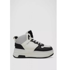 Кросівки жіночі зимові на хутрі, колір чорно-білий, 248RAM09-86