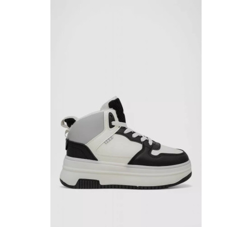 Кроссовки женские зимние на меху, цвет черно-белый, 248RAM09-86