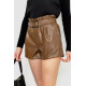 Шорты женские из экокожи с ремнем, цвет коричневый, 186R6739
