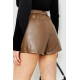Шорты женские из экокожи с ремнем, цвет коричневый, 186R6739