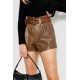 Шорты женские из экокожи с ремнем, цвет коричневый, 186R6739